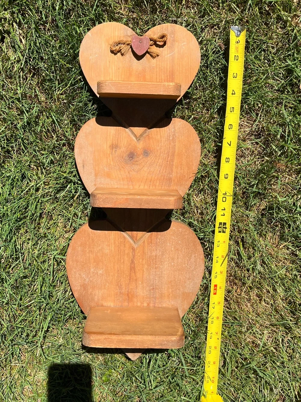 Rustic Heart Stack 3 tiered Wooden Shelf